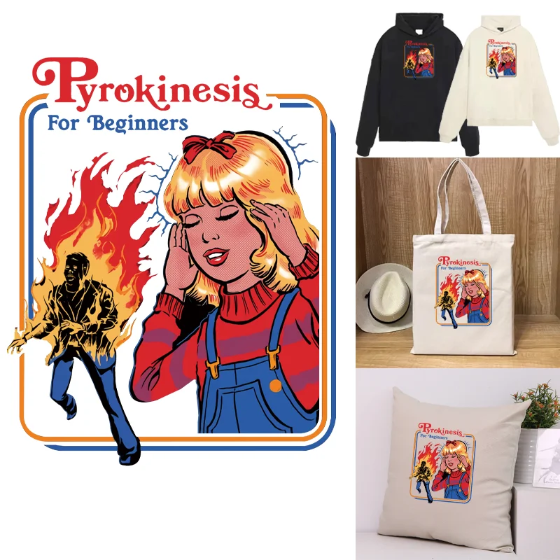 Flame Magic Illustration "Pirochinesi Per Principianti" Patch Per Abbigliamento, Iron On Clothing Vinyl Printing Sticker