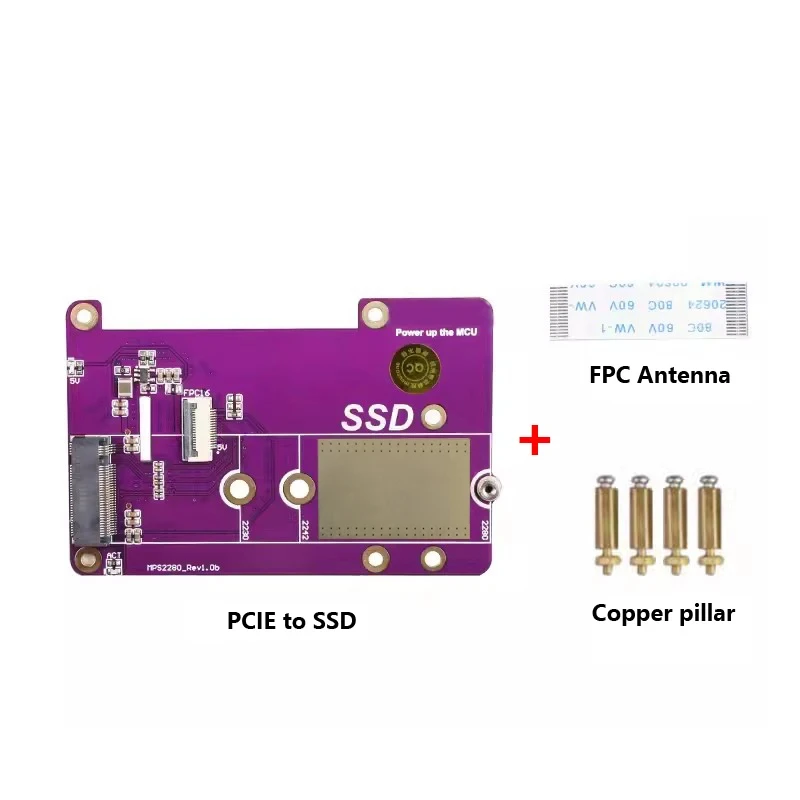 Placa de Expansão Raspberry pi Pcie para M.2 Nvme Ssd Suporta Gen2 Ajustar Tamanho 2230 2242 2280 Pcie Ssd Pcie Pi5 Rpi 5 - Imagem 3