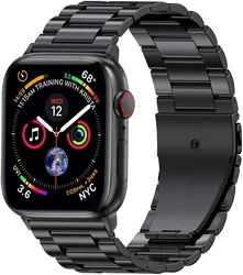 Premium Stainless Steel Metal Watch Strap - Elegant and Durable Wristband for 38mm or 40mm (Black)
