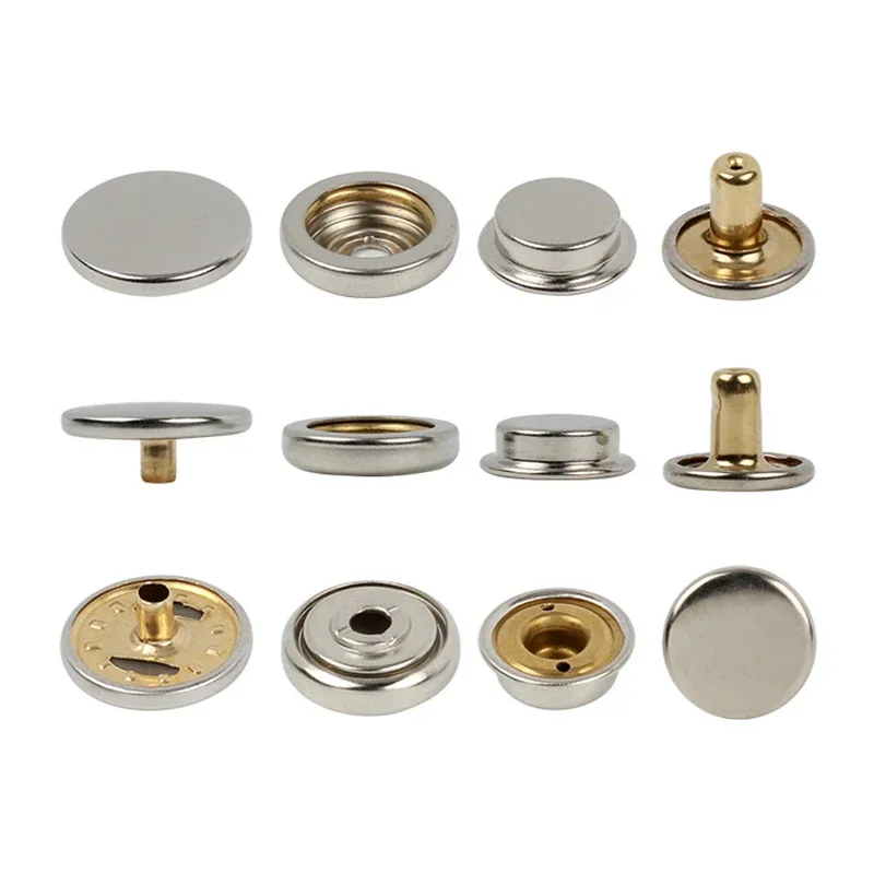 50 Sets Fastener Snap Kit Heavy Duty Press Snap Button or Marine Boat Canvas Bag Leather Down Jackets Craft Brass Double Sided 2