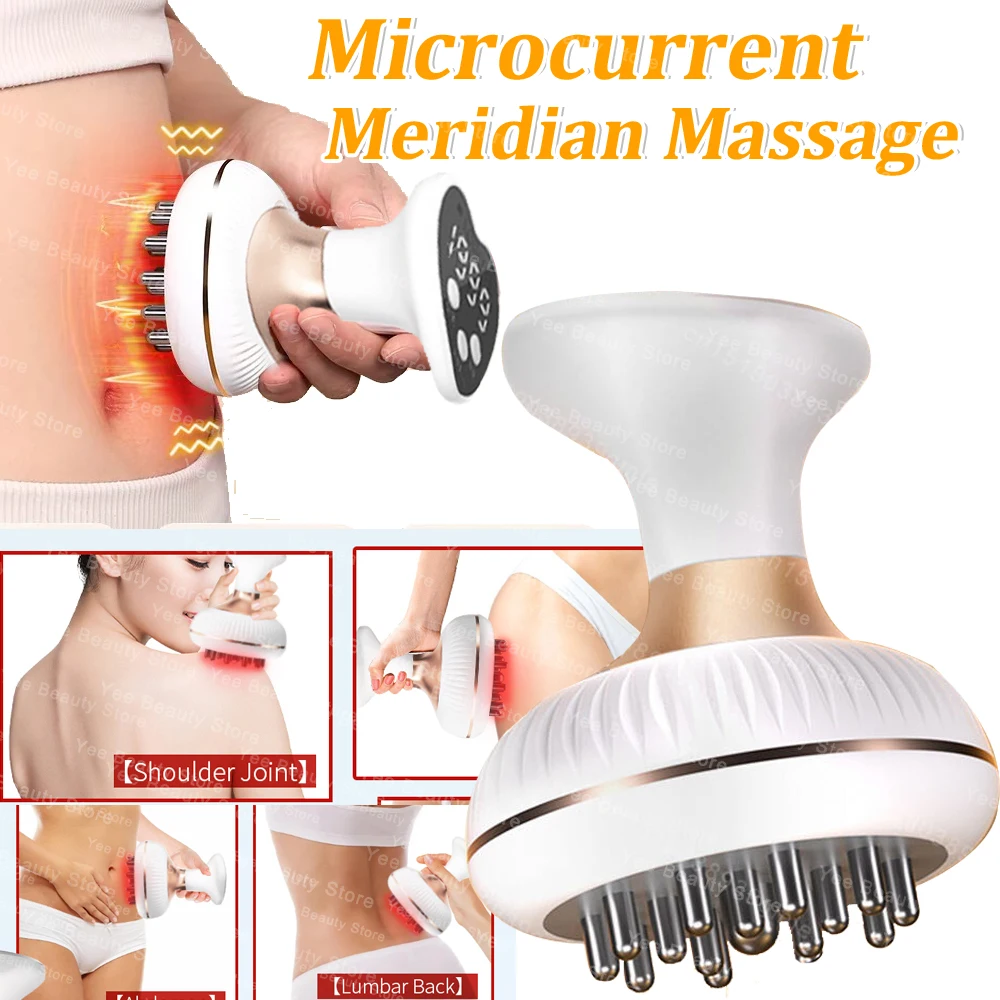 Eletric Guasha Massager Meridian Massage Brush Lymphatic Drainage Microcurrent Fat Burner Scraper Body Massage Anti Cellulite