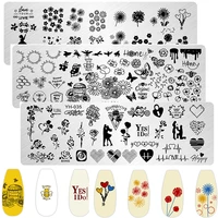 Daisy Flower Nail Stamping Plates Valentine's Day Halloween Love Heart Printing Manicuring Art Stamp Templates Nail Art Tool 1