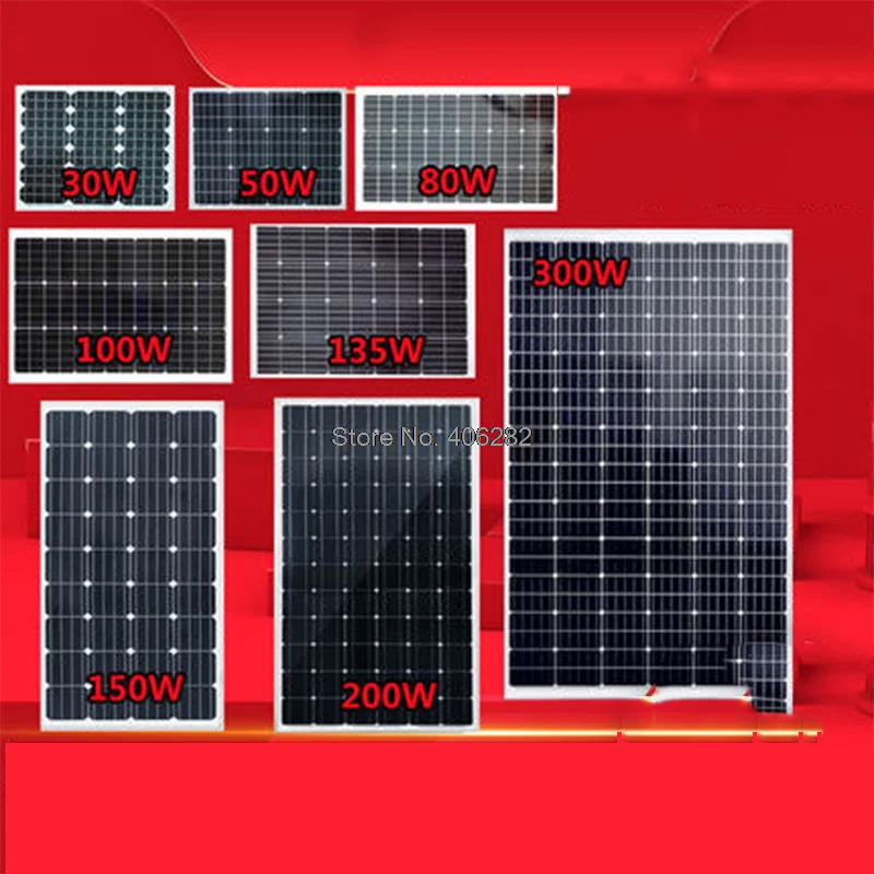 

Monocrystalline Silicon Panel 30W50W80W100W300W Power Generation Panel 12V Battery Direct Charge Home Photovoltaic Panel