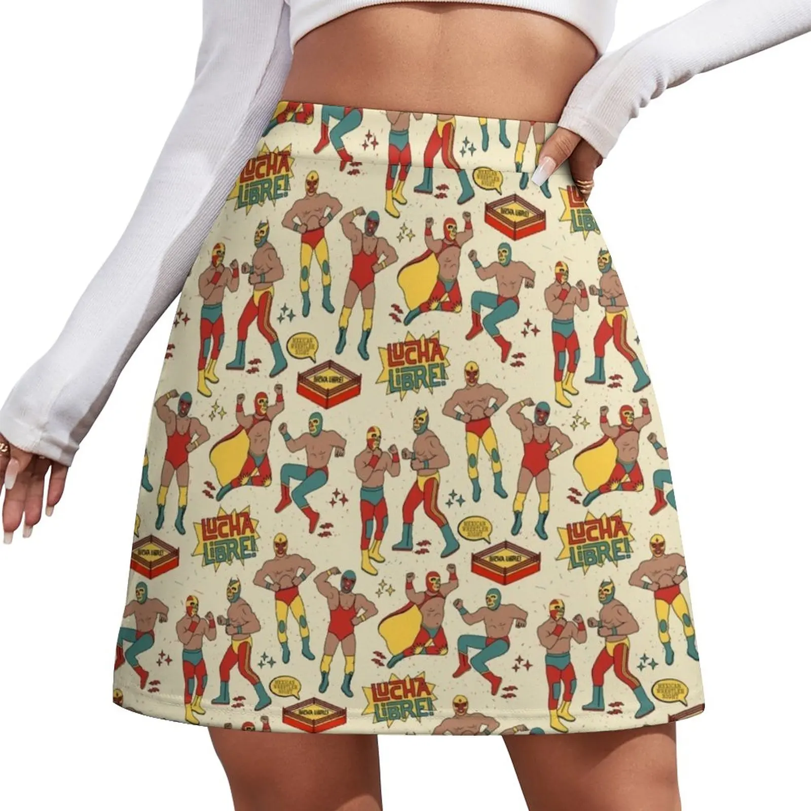 

Lucha Libre Seamless Pattern.Luchadores Heroes. Mexican Wrestler Night. Mini Skirt women's summer dress 2024