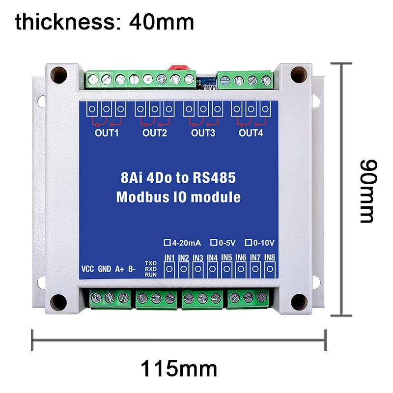 Conversion Module Analog 4-20mA 0-5V 0-10V to RS485 Modbus RTU Protocol 2 4 8 Ch