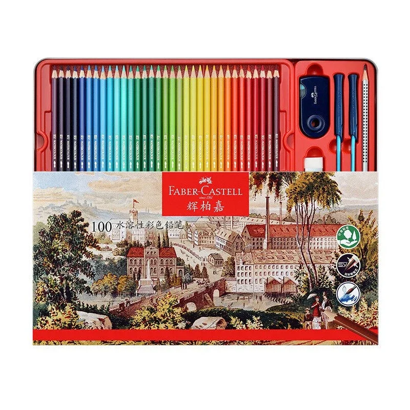 Faber-Castell 100Pcs/Set Water-Soluble Colored Pencils Drawing Set