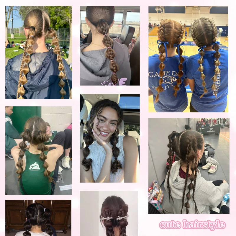 Synthetic Bubble Braids Hair Ponytail Wig for Kids&Girls Elastic Hair Tie Bubble Boxer Pigtail for Daily Use Cute Hairstyle