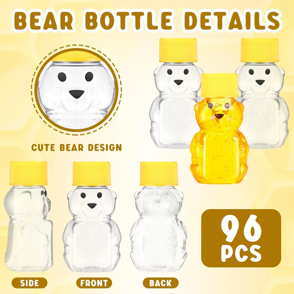 96 Pieces 2 oz Plastic Honey Bear Bottle for Storing and Dispensing Holiday Baby Shower Gifts 3