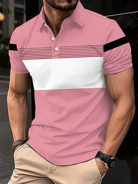 Simple Stripe Print Polo Shirt