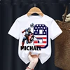 Summer 2024 Captain America Birthday Personalize Name Boy Shirt 2 3 4 5 6 7 8 9 Marvel Birthday Girl White Short Sleeve T-Shirt 3