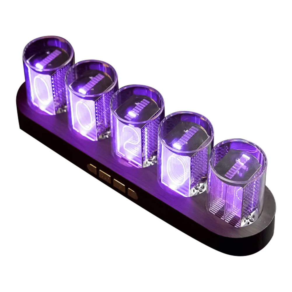Digital Nixie Tube Clock with RGB LED Glows for Gaming Box Packing Khaki Base  