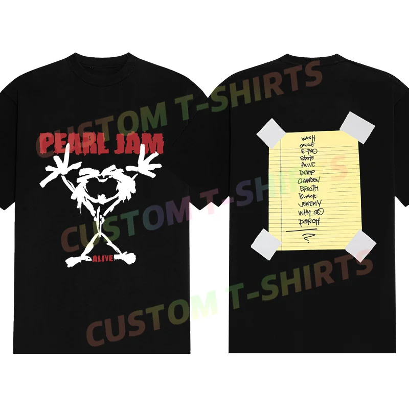 

2024 Hot Sale Summer 100% Cotton Black Pearl Jam Stickman Classic T Shirt Men Short Sleeves Cool Tee Hip Hop Streetwear T-shirt