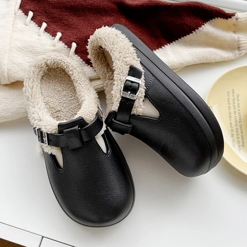 2025, Winter Warme Plüsch Birken Hausschuhe Frauen Outdoor Indoor Nicht Slip Baumwolle Schuhe Frau EVA Wasserdicht Closed Toe Haus Hausschuhe – Detail 9