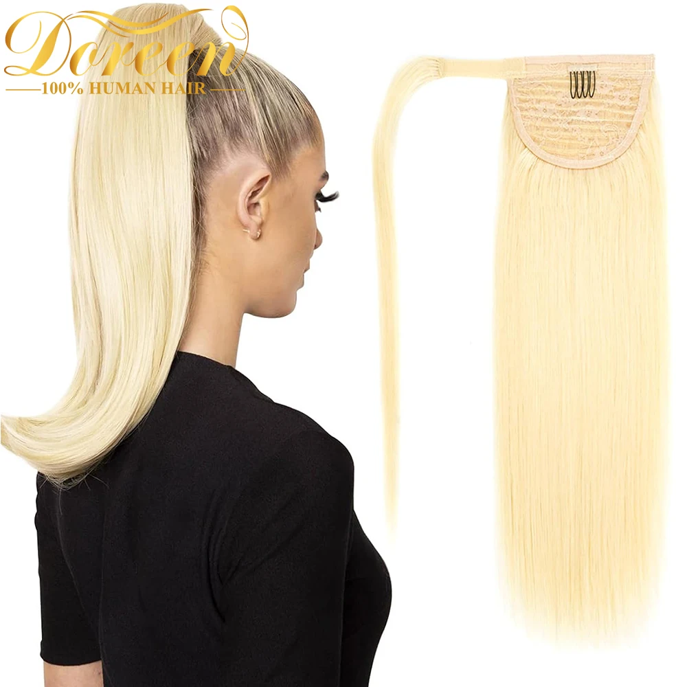 

Doreen Thick Ends Clip in Ponytail Hair Extensions European Remy Virgin Hair Natural Human Hair Blonde Wrap Pony Quick Hairstyle