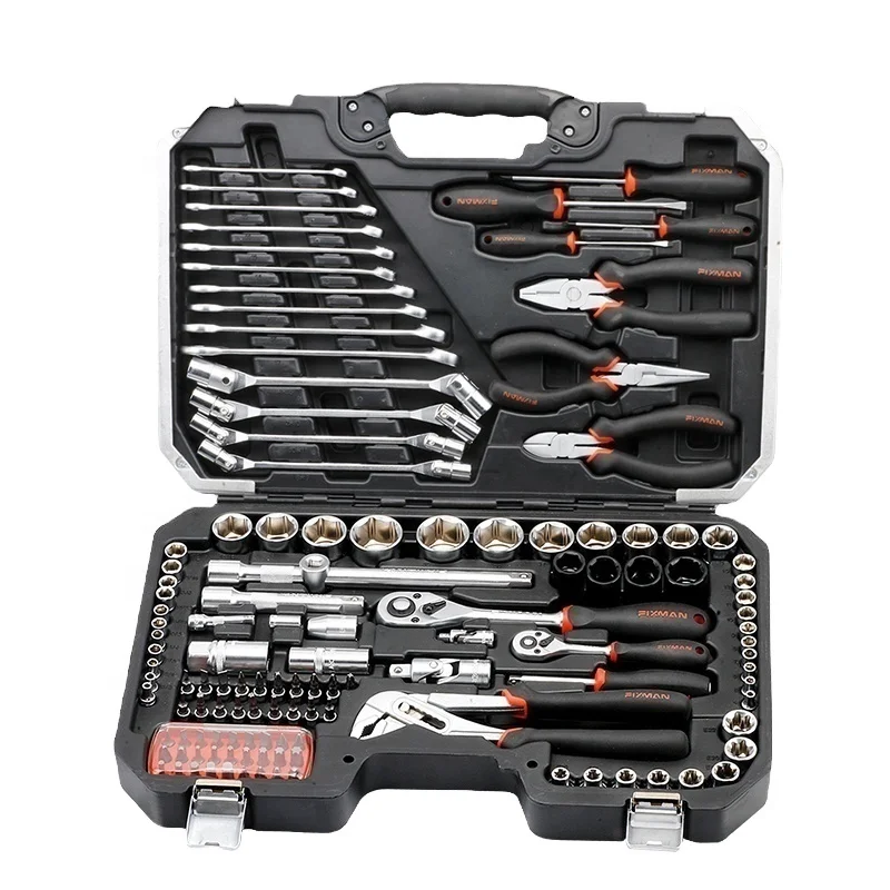 

YyhcFIXMAN Hot Sale 124 Pieces Complete Heavy Duty Mechanics Kit Tool Set With Box