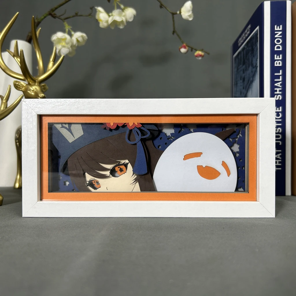 

Genshin Impact Hutao Led Lamp Box for Bedroom Decoration Nightlight Birthday Gift 3d Paper Cut Light Box Lightbox Dropshipping