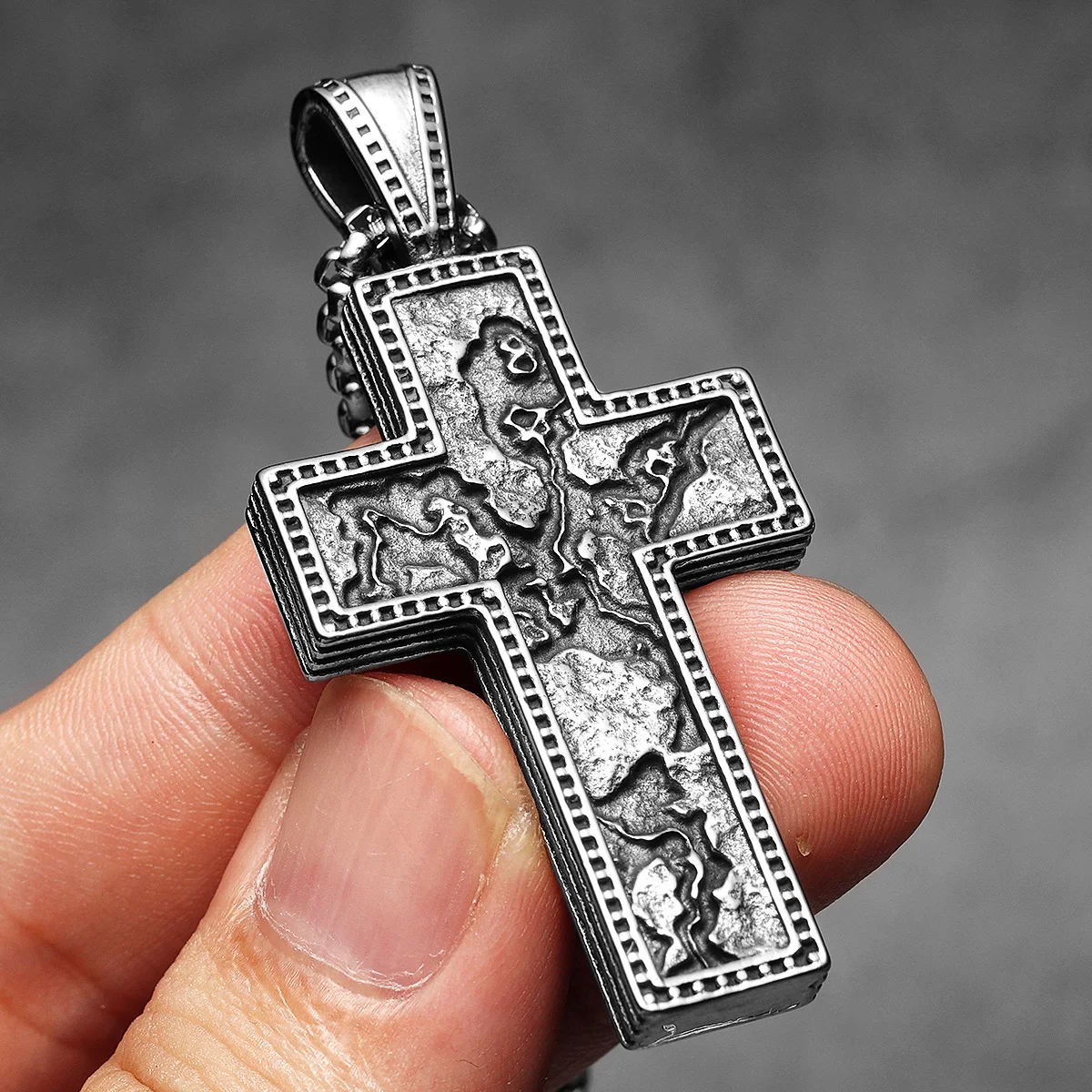 Skull Texture Cross Men Necklaces Stainless Steel Pendant Chain Women Fashion Jewelry Punk New In Accessories Gifts Wholesale 4