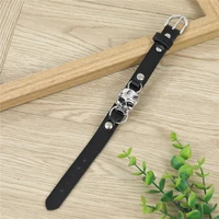 Trend Vintage Black Leather Bracelet Adjustable Size Retro Skull Shape Braceletfor Men's Daily Wear 2