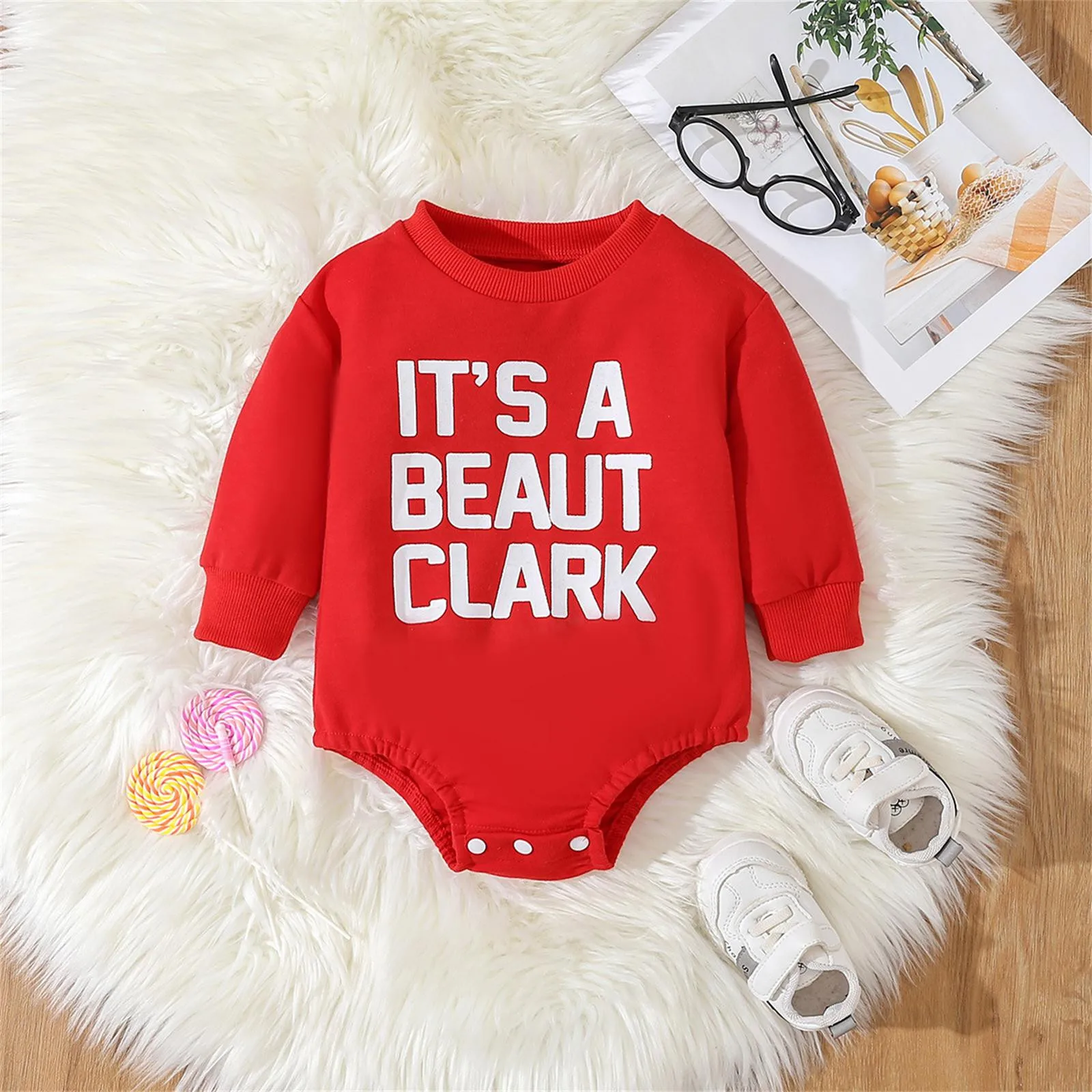 

3 6 12 24M Newborn Baby Girls Boys Romper Climb Clothes Jumpsuit Letter Print Long Sleeve Button Autumn Winter Sweatshirt Romper