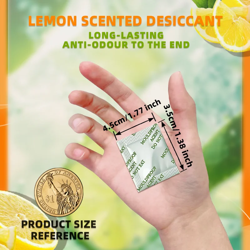 200pcs Lemon Silica Gel Desiccant, Deshumidificador Scented Dry Moisture-proof Deodorant Sachet for Home, Shoes, Bags, Clothing