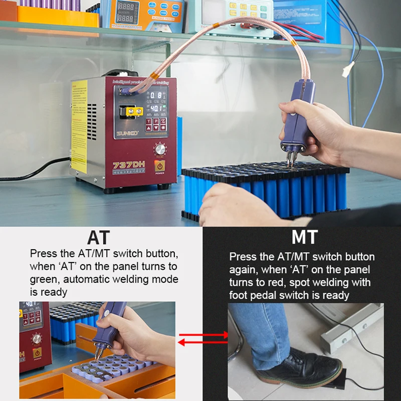 737DH Desktop Mini Battery Spot Welder For 18650 Battery Soldering Welding Gun Spot Welding Machine 4300W 220V