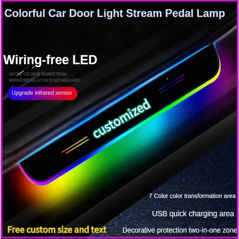 Kunden spezifische Autotür beleuchtet Schweller Licht Logo Projektor Lampe  USB Power Moving LED Willkommen pedal Auto Scuff Plate Pedal kein Wring -  AliExpress