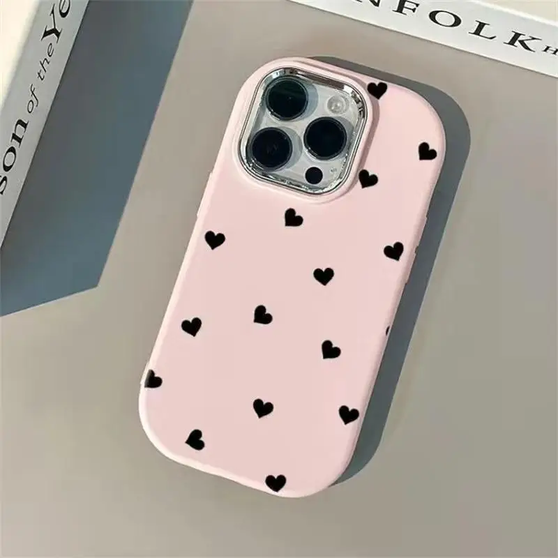 Soft Plating Metal Lens Phone Case with Love Heart Design