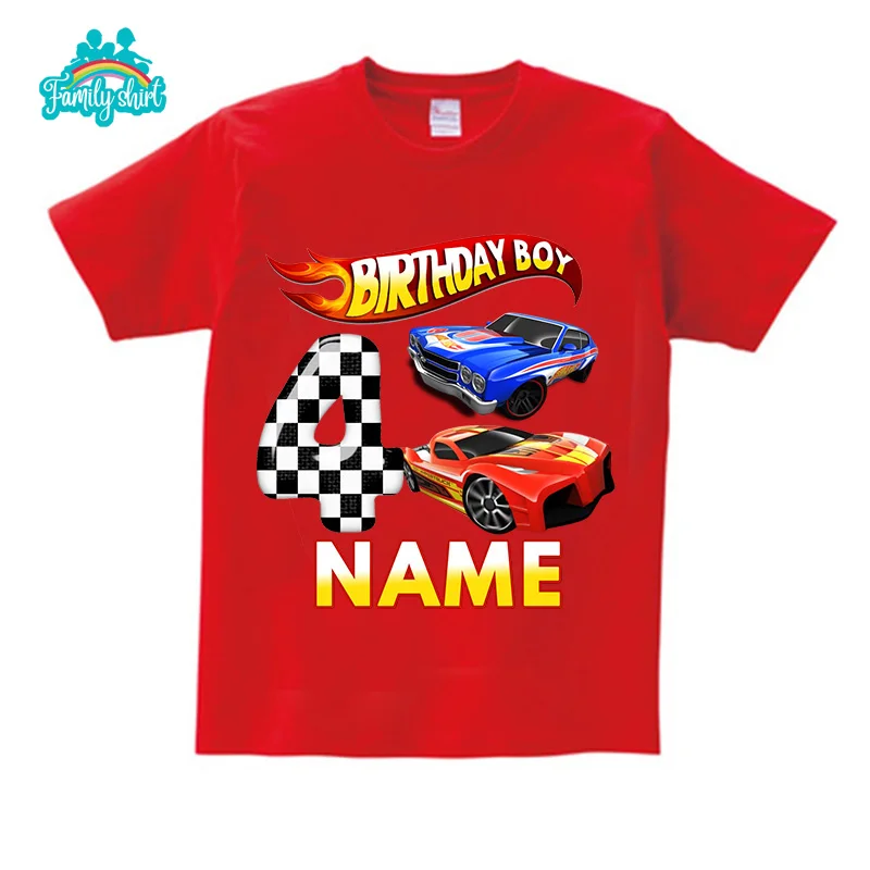 Kids 'Racing Birthday T Shirt, Camisas de Festa Infantil, Meninos Verão, Nome Personalizado, Criança Bebê Camisetas, 5 Anos de Idade, 2 °