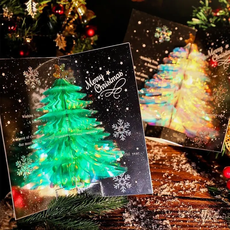 3D Christmas Greeting Card Christmas Tree Card Creative Christmas Gifts for Students Christmas Event Gift Festive Party Supplies