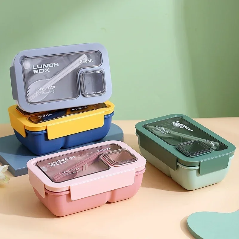 Bento lunch box 850ml/1100ml portable microwave with tableware for kids school office leakproof food storage