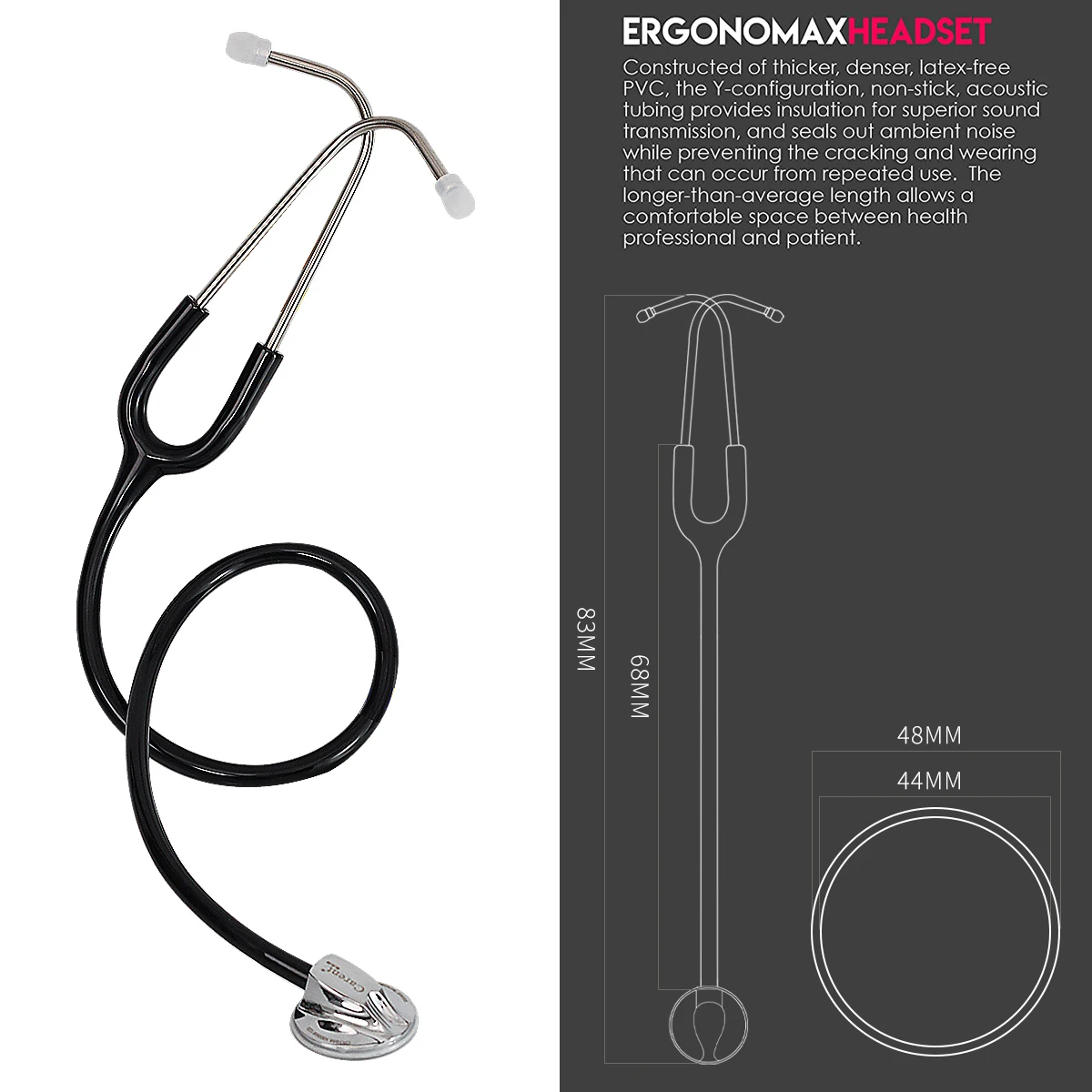 Carent Professional Medical Stethoscope Dual Medical Silverback Stainless Steel For Doctor Nurse Fetal Heart Rate Heath Care