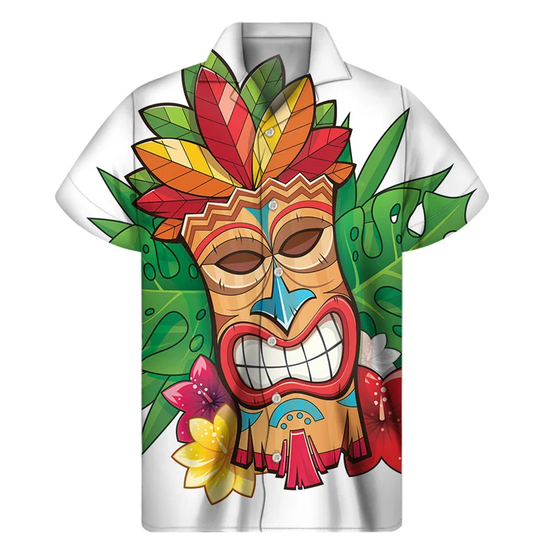 Camisa hawaiana con estampado 3D de palmeras tropicales para hombre, camisas con botones de frutas y plantas, blusa hawaiana de manga corta con solapa de gran tamaño para verano y playa