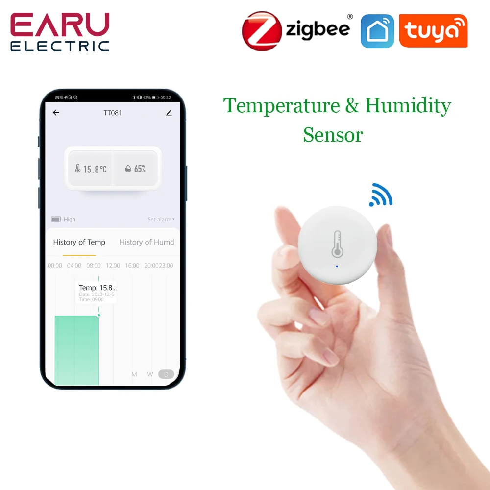 

ZigBee Smart Temperature And Humidity Sensor Battery Powered Security Mini Thermometer Hygrometer With Tuya Smart Life App