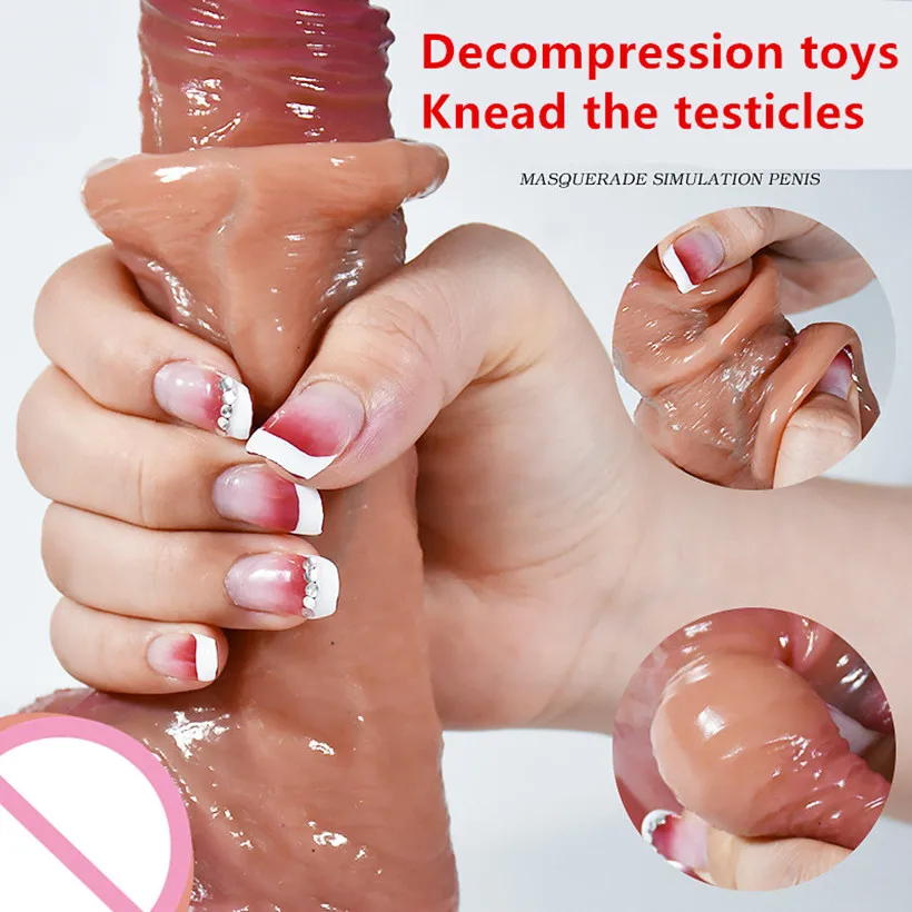 Realistic Dildos for Women Skin Sliding Foreskin Testicles Anal Vaginal Stimulation Strapon Big Penis Sex Toys