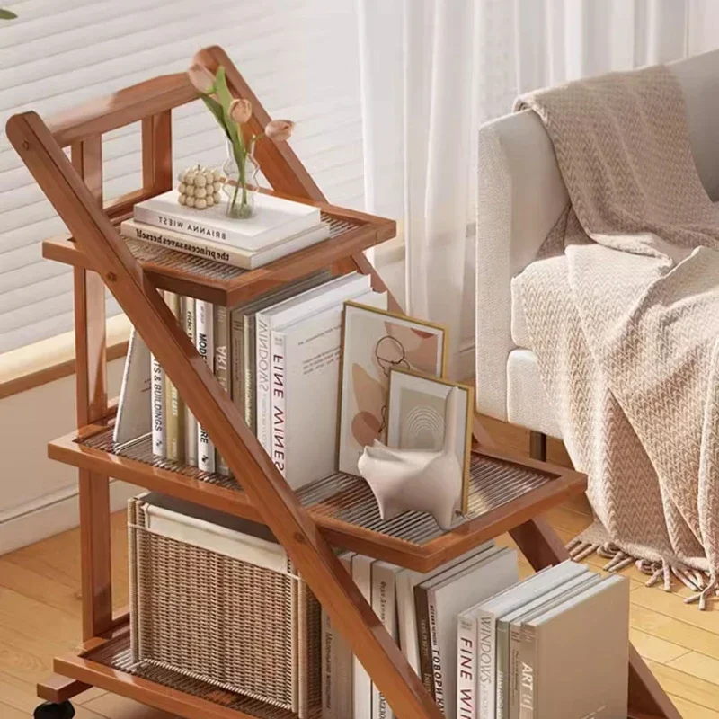 Simple Rolling Storage Cart Foldable Multi-Functional Coffee Table Eco-Friendly Durable Organizer for Living Room Mobile Storage