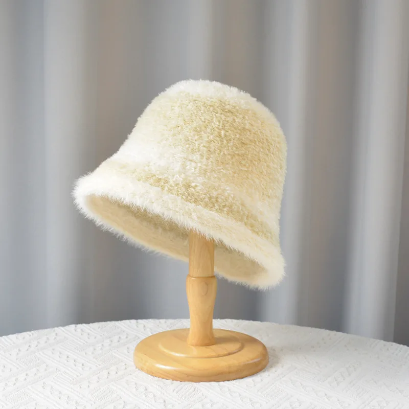 New 2024 Winter Faux Fur Bucket Hat Fluffy Thick Warm Fisherman Cap Women Casual Outdoor Soft Furry Panama Sun Cap for Girl