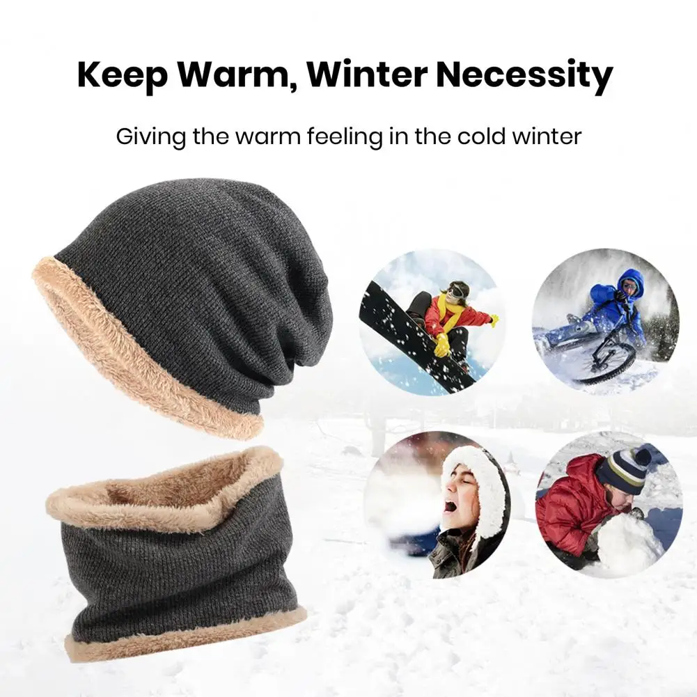 

Outdoor Hat Warm Plush Hat Scarf Set with Windproof Neck Protection Cozy Baggy Faux Fur Dome for Cycling Outdoor Activities