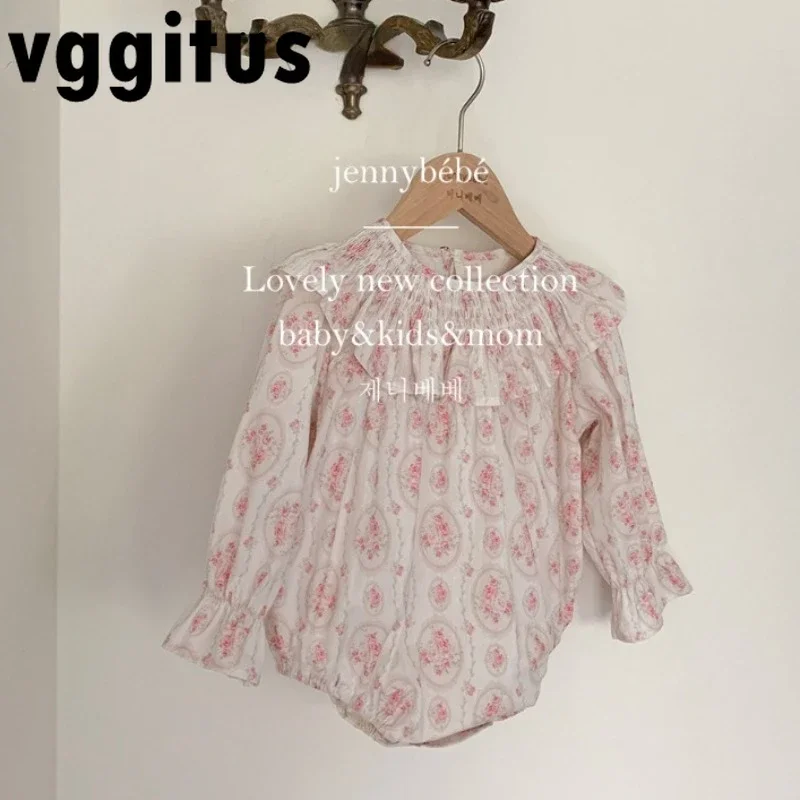 

Korean Style Spring Autumn Baby Girl Bodysuit Turn-down Collar One Pieces Birthday Floral Smoking Jumpsuit Newborn Clothes H174