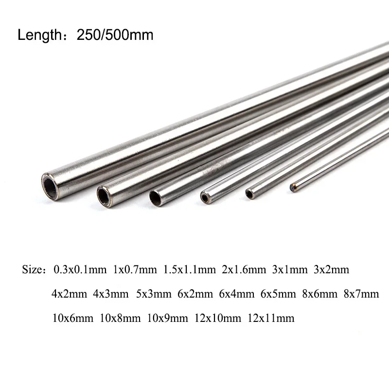 304 스테인레스 스틸 모세관 튜브, 1mm, 2mm, 3mm, 4mm, 5mm, 6mm, 8mm, 10mm, 12mm 파이프, 길이 500mm, 1-10 개