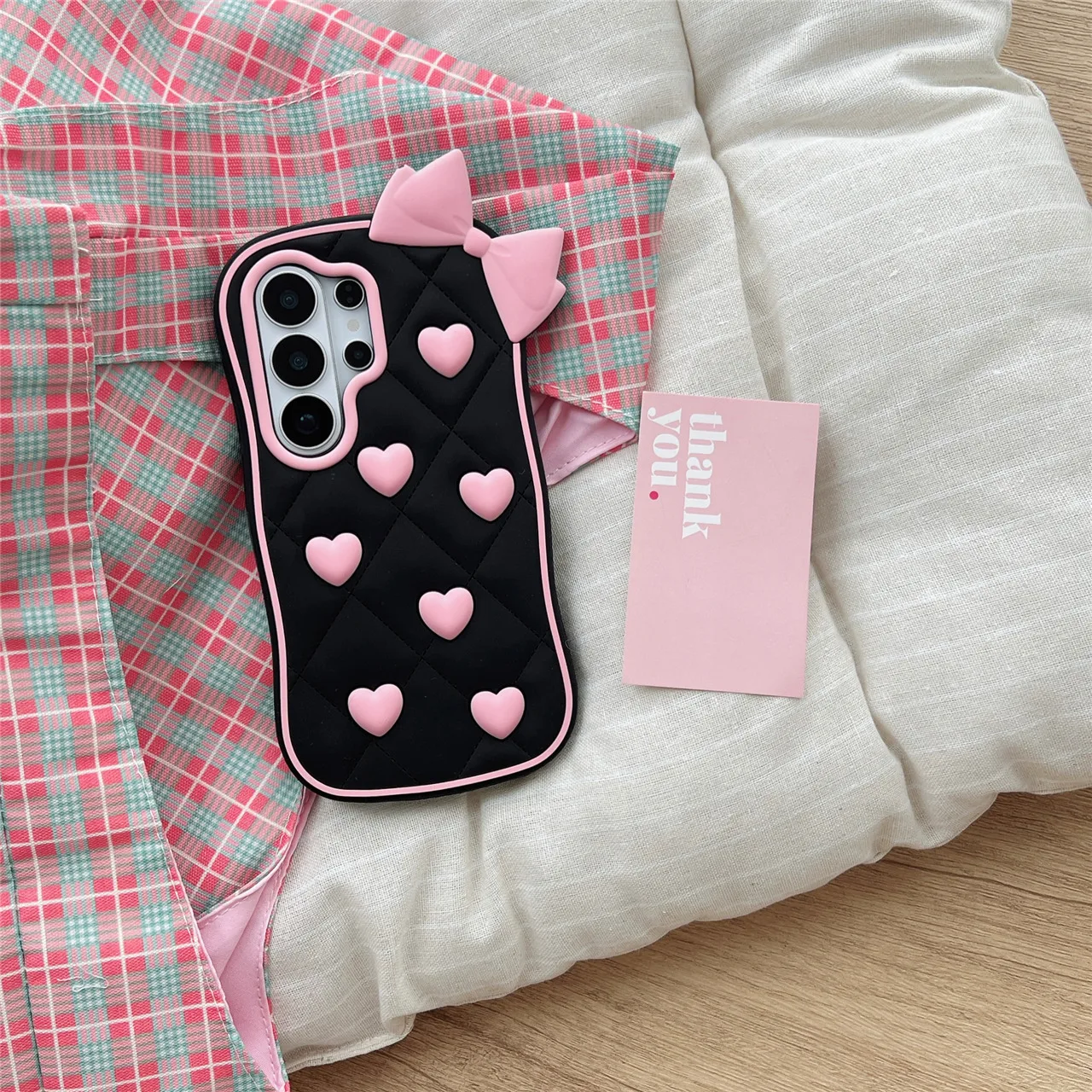 Charming 3D Love Heart Bow Cartoon Soft Silicone Phone Case Cover