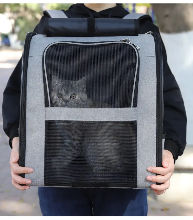 통기성 메쉬가 있는 고양이 배낭 캐리어, 10kg 고양이/강아지용 휴대용 대용량 여행 배낭, 가벼운 애완동물 여행 하이킹 가방