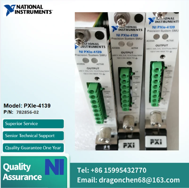 NI PXIe 4139 782856 02 PXIe, ±60 V, ±3 A DC, ±10 A pulse, 40 W DC, 100