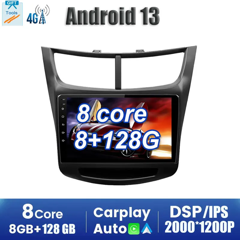 

Автомагнитола на Android 13 с сенсорным экраном, мультимедийный стерео проигрыватель с Wi-Fi и GPS-навигацией для Chevrolet Segel 2015-2018