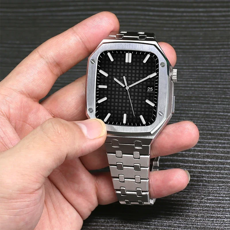 Luxury Stainless Steel Mod Kit with Metal Case and Band Set
