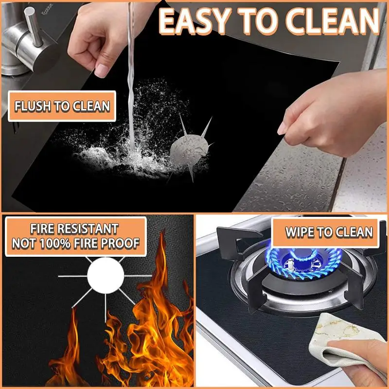 1/2/4pcs/set Gas Stove Protectors Cooker Cover Liner Clean Mat Pad Gas Stove  Stovetop Protector for Kitchen Cookware Accessories