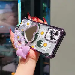 White Daisy Phone Case Set with Lanyard and Stand - 3 Piece Collection for Tecno Spark Slim (PURPLE)