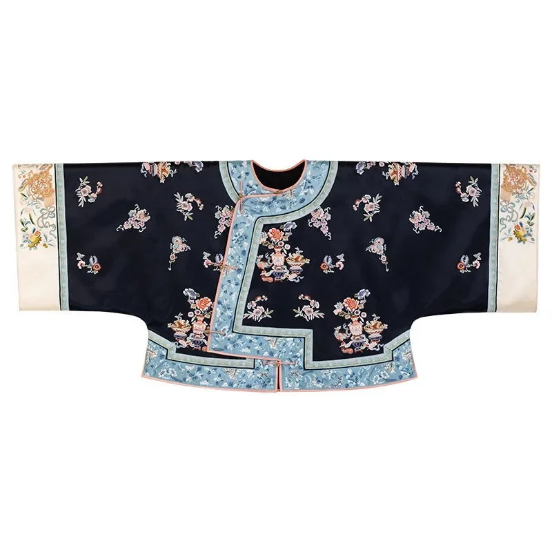 Autumn Traditional Chinese Women Clothing Black Printed Large Sleeves Top Pink Horse Faced Skirt Elegant Women Evening Dresses