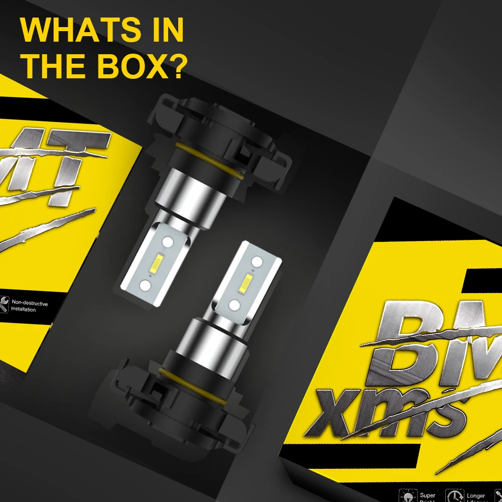 BMTxms 2PCS 2504 PSX24W LED 자동차 안개등 전구 DRL 램프 쉐보레 캡티바 지프 랭글러 JK JL 패트리어트 컴패스 스바루 XV용