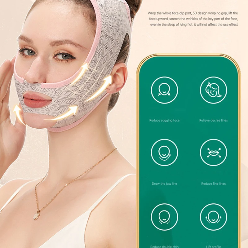 Far-infrared Elastic V Face Belt Small Face Plastic Face Mask Jaw Elastic  Belt Facial Care Tool Face Bandage Home Portable - AliExpress