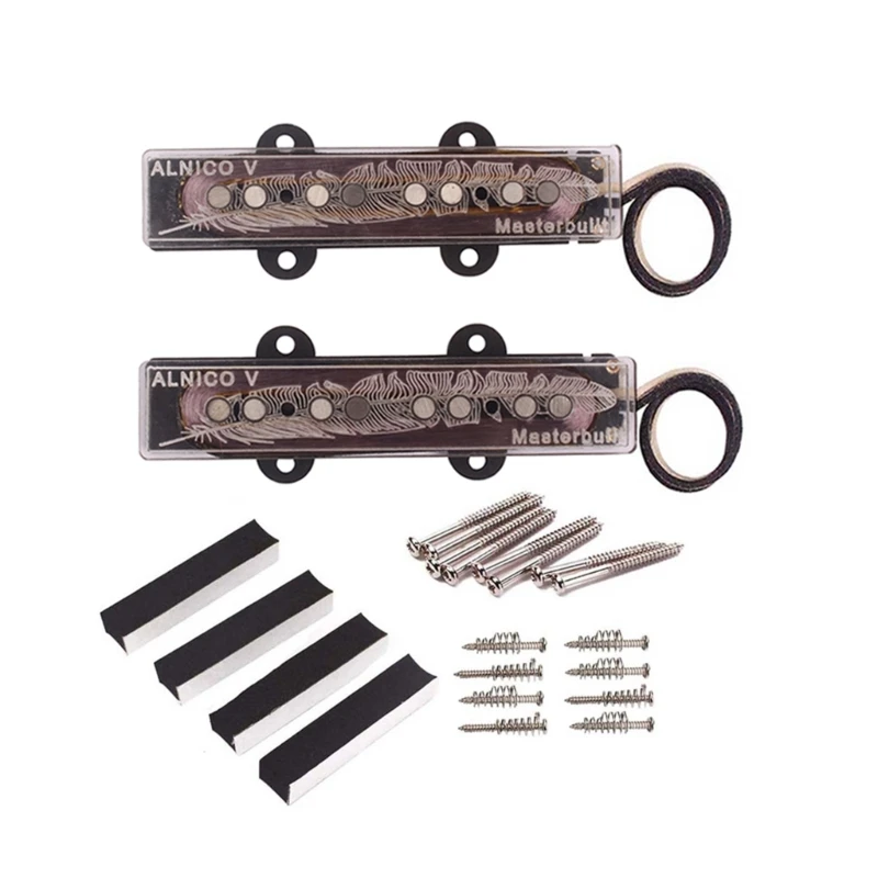 

F1FD Alnico 5 4-Strings Fiber Bobbins Guitar Pickup Middle Bridge Jazzes Bass Pickups